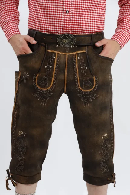 Authentic German Bundhosen For Men in Vintage Brown F.webp