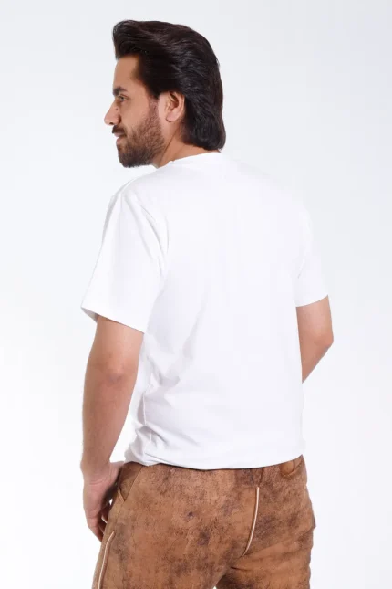 Bavarian White T Shirt with Golden Eagle Graphics f.webp