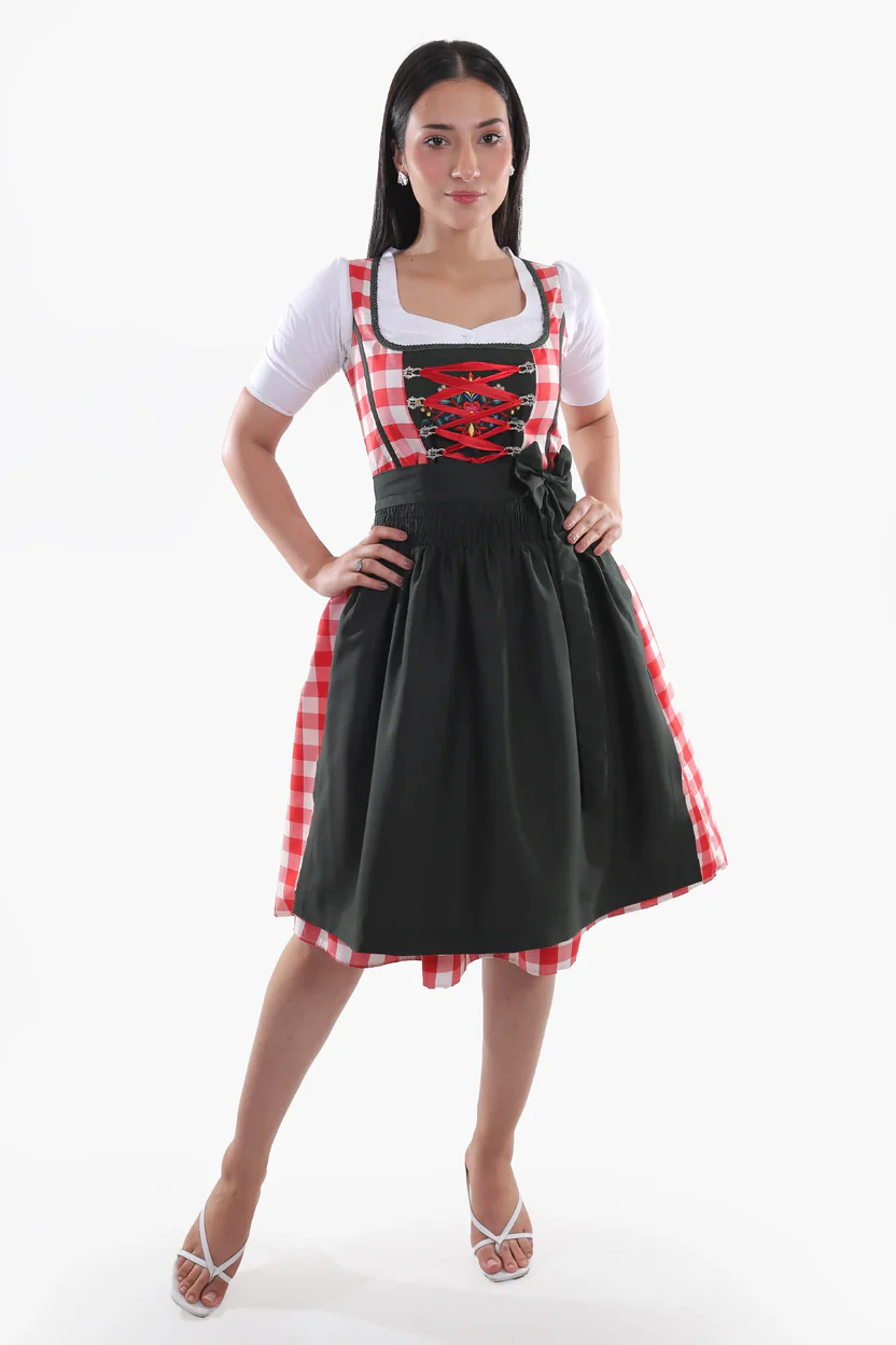 Red Checkered Bodice Traditional Dirndl Dress.webp Red Checkered Bodice Traditional Dirndl Dress.webp